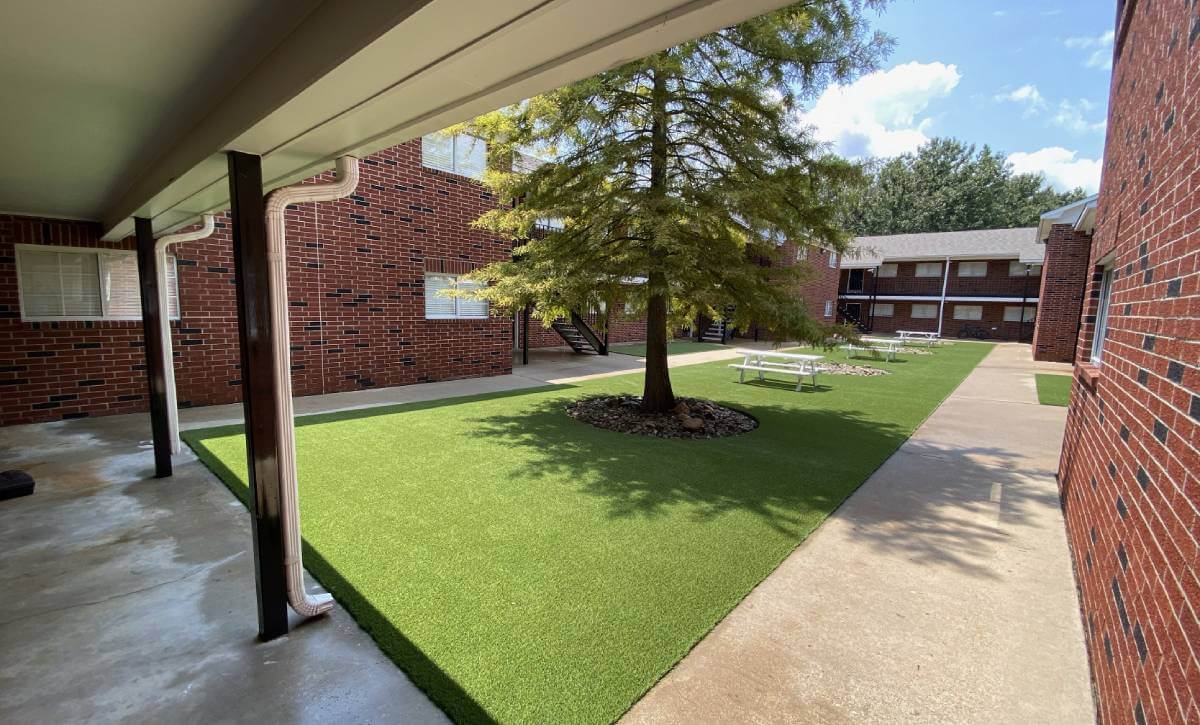 Alternate view of East Texas Baptist University Dorm Artificial Grass Project