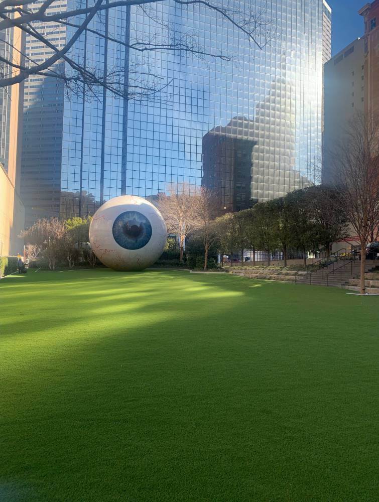 Alternate shot of the eyeball against architecture in Texas
