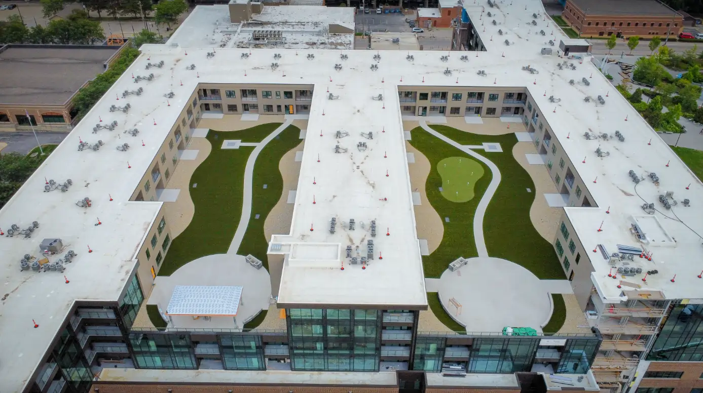 synthetic grass lawn on roof top