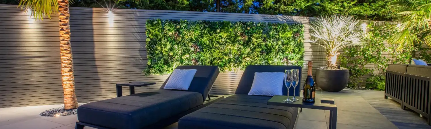 Artificial living wall pool area from SYNLawn